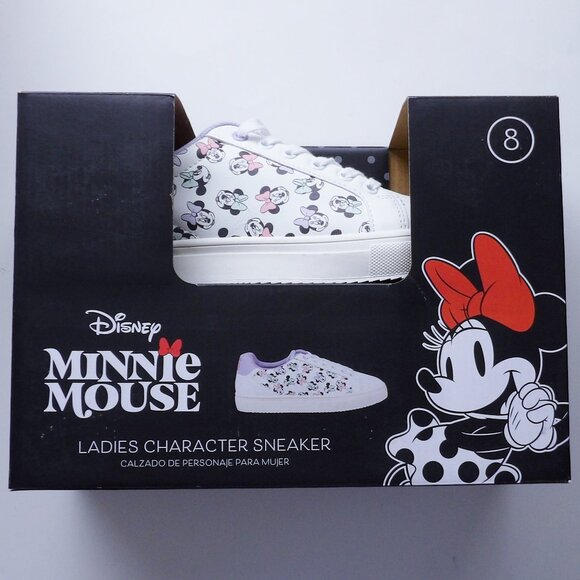 Disney MINNIE MOUSE Ladies Sneaker Size 8 New In Box  Purple Lining - Picture 1 of 12